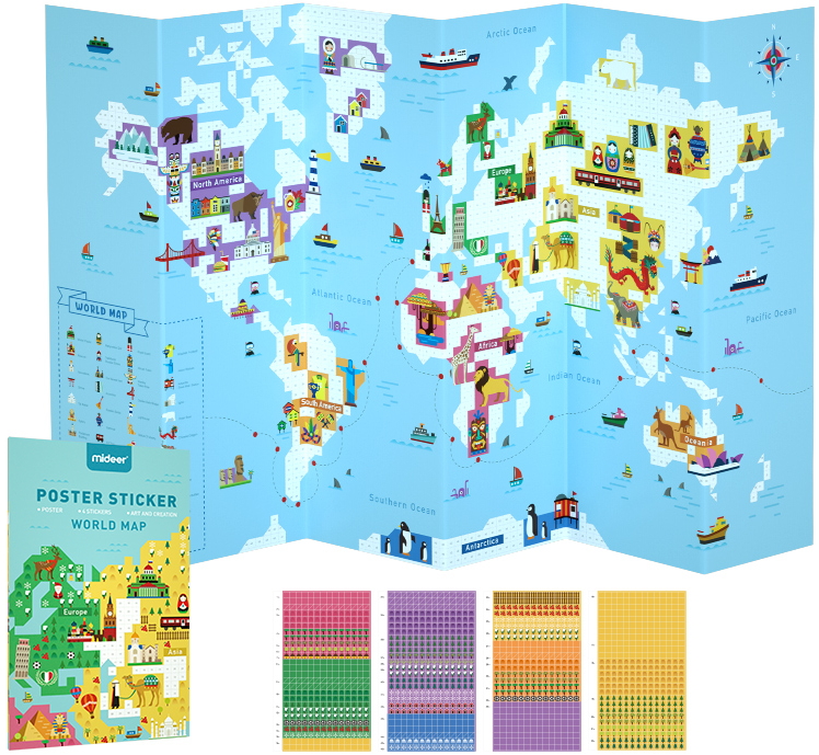 Постер с наклейками Карта Мира (MD4111)